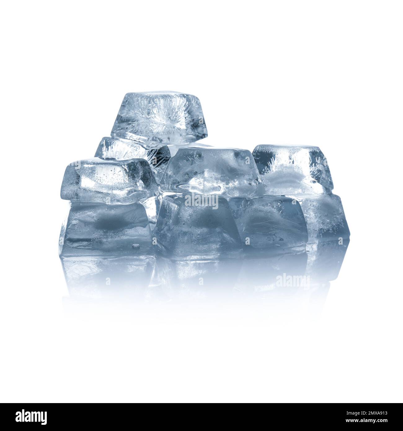 Crystal clear ice cubes isolated on white Stock Photo - Alamy