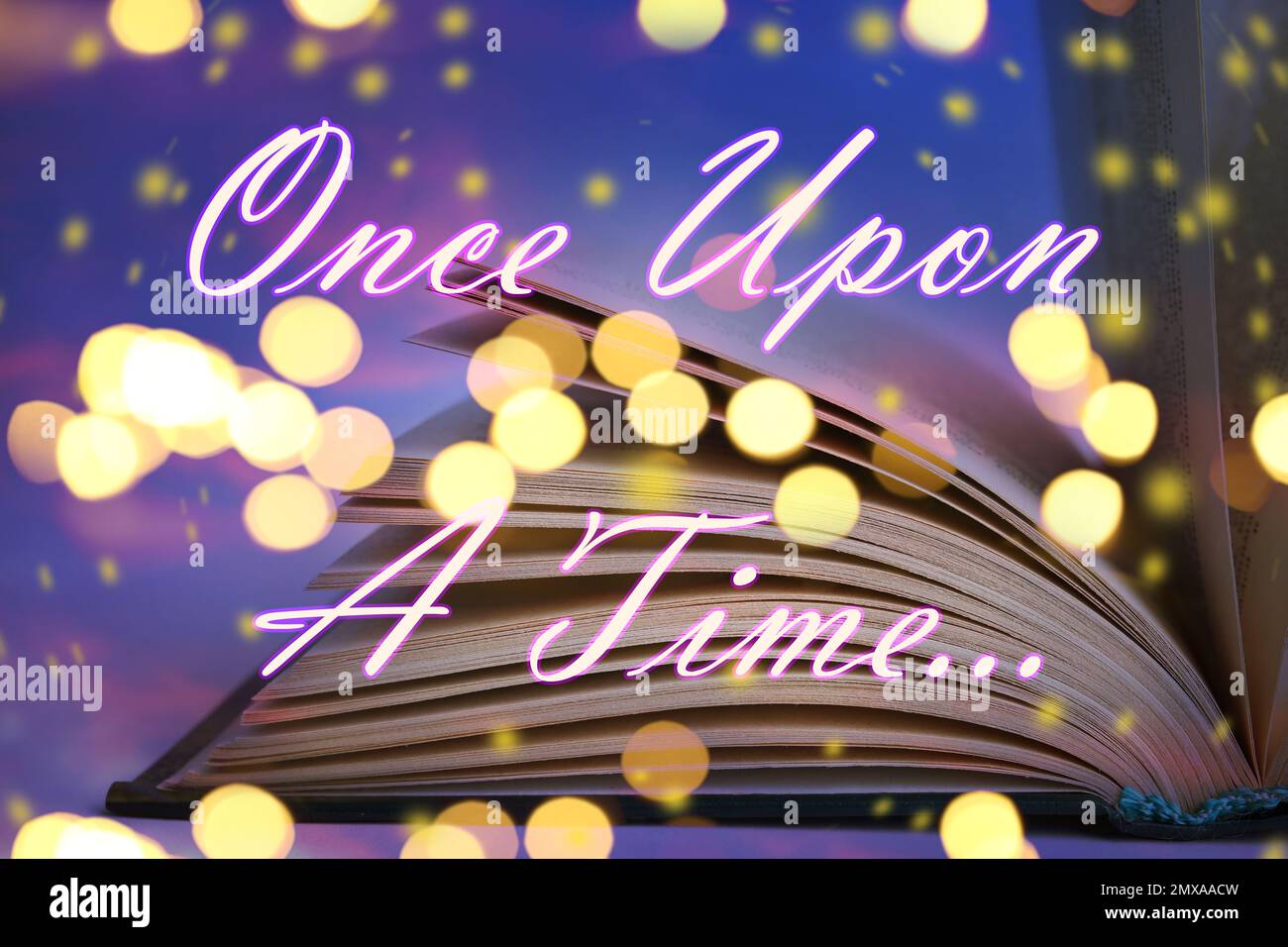 Open book of fairy tales and text Once upon a time Stock Photo - Alamy