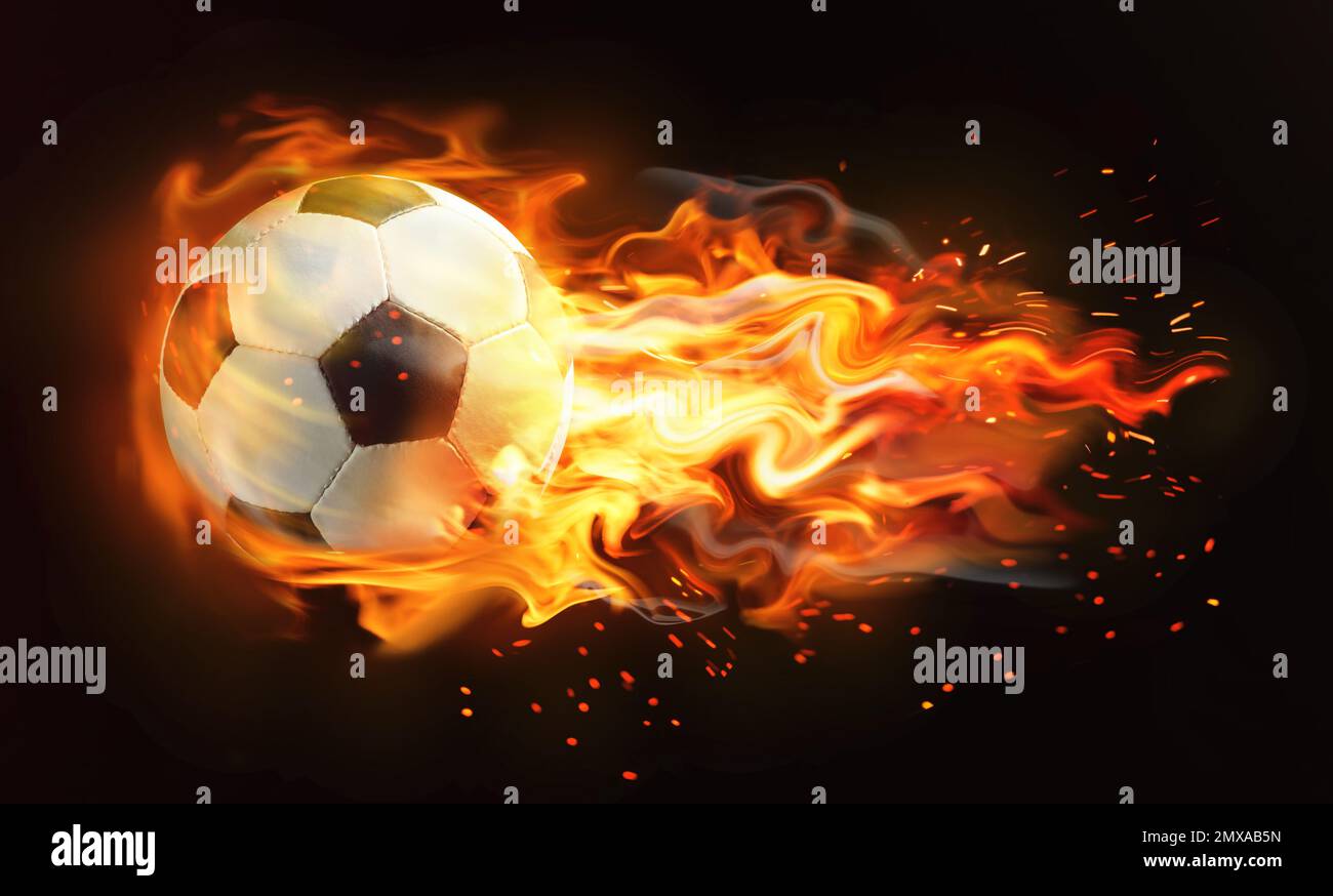 Fiery Soccer Player Isolated on Dark Background. the Concept of