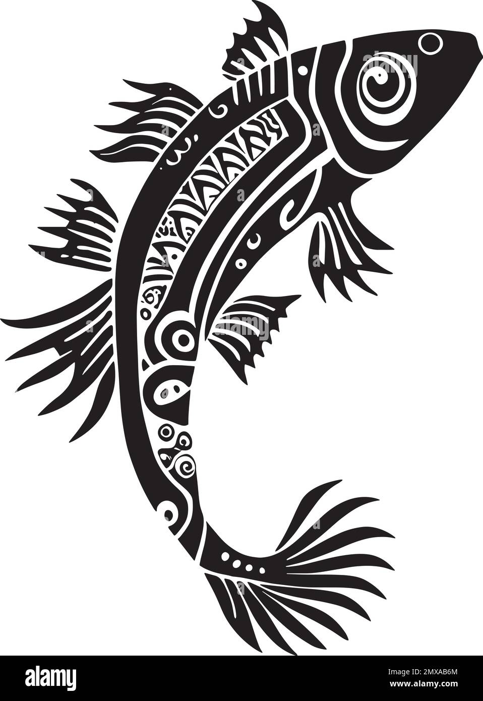 Tribal Fish Black Color Logo Stock Vector Image  Art  Alamy