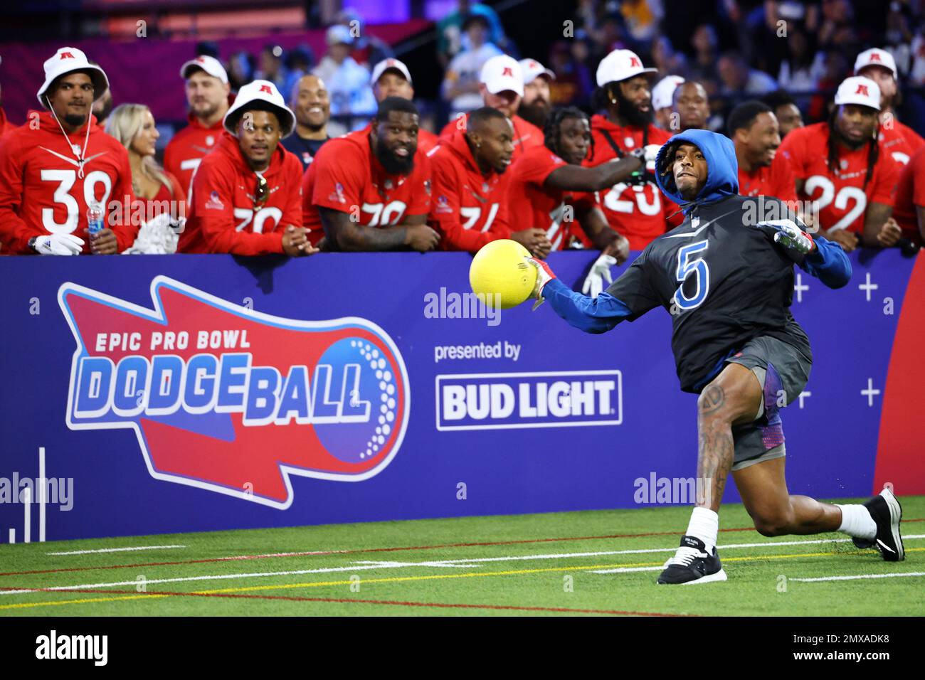 NFC cornerback Jalen Ramsey (5) of the Los Angeles Rams competes in the