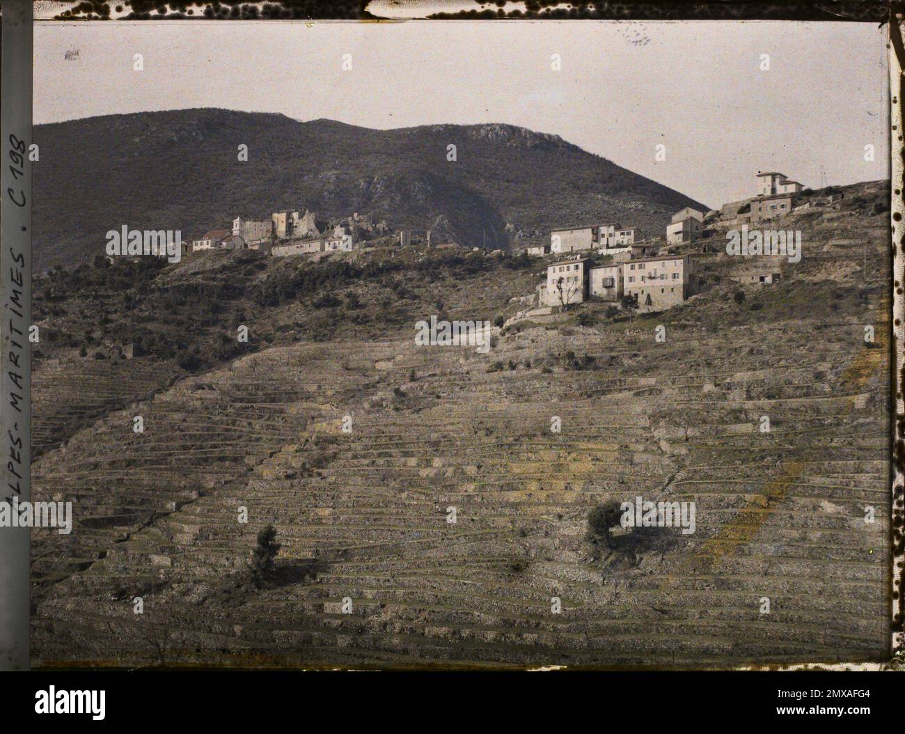 Castillon, Alpes-Maritimes, France seen from the new and the old ...