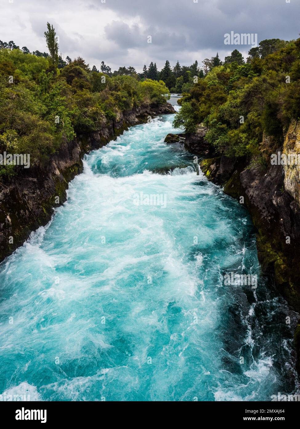 Huka Falls Waterfall, Waikato River, Taupo District, North Island, New Zealand Stock Photo