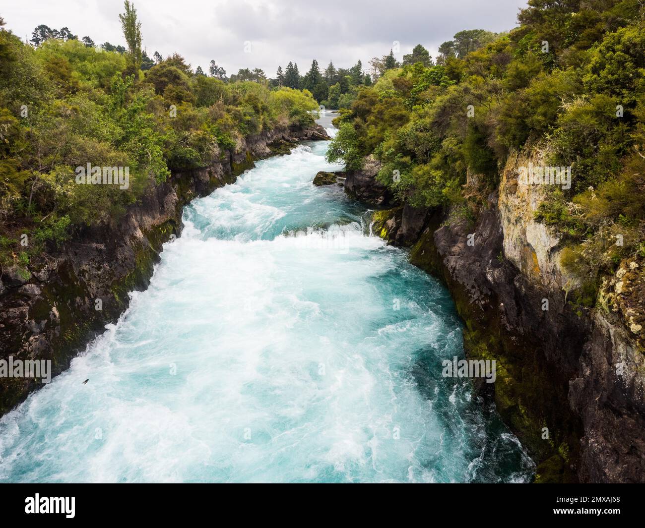 Huka Falls Waterfall, Waikato River, Taupo District, North Island, New Zealand Stock Photo