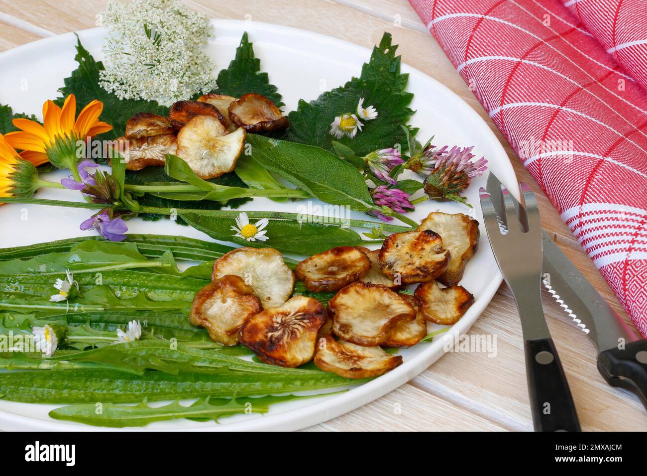 Baden cuisine, sauteed jerusalem artichoke (Helianthus tuberosus) on