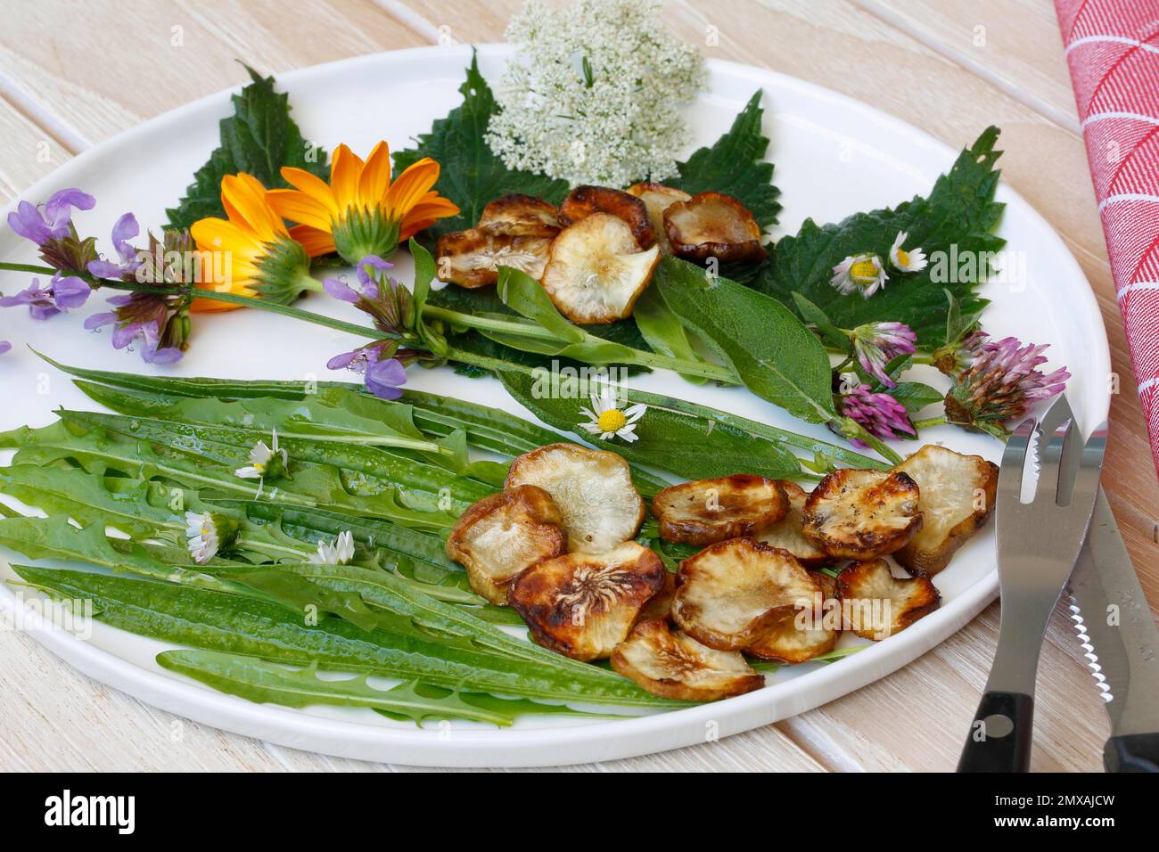 Baden cuisine, sauteed jerusalem artichoke (Helianthus tuberosus) on