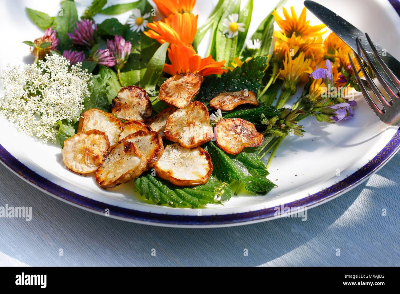 Baden cuisine, sauteed jerusalem artichoke (Helianthus tuberosus) on