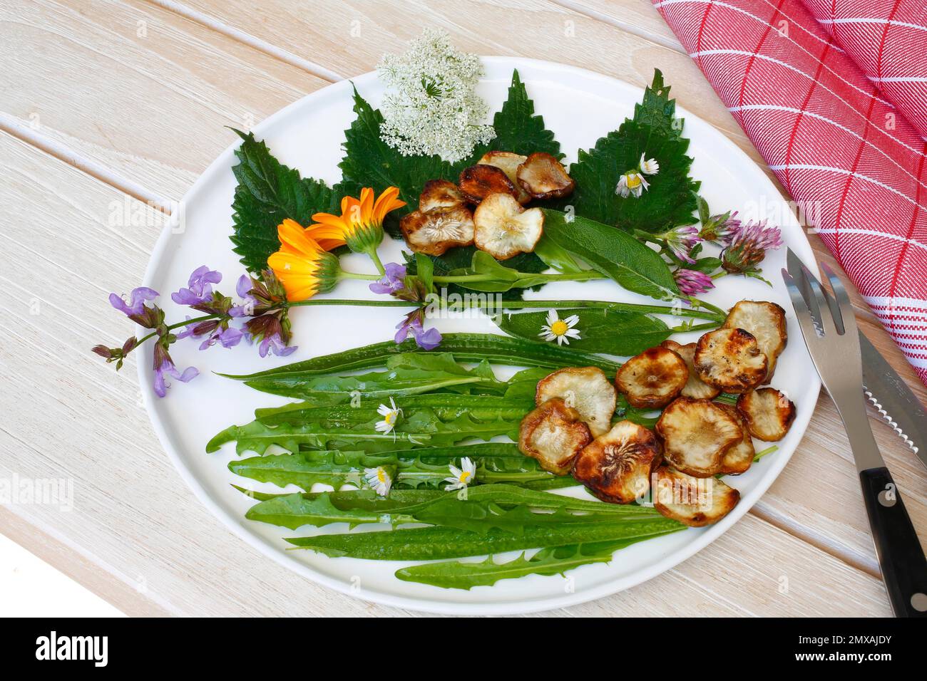 Baden cuisine, sauteed jerusalem artichoke (Helianthus tuberosus) on