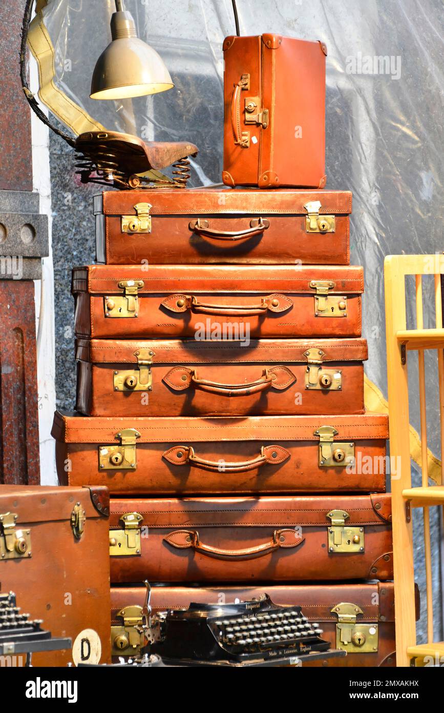 Leather Suitcase, Flea Market, Portobello Road, London, England, United Kingdom Stock Photo Alamy