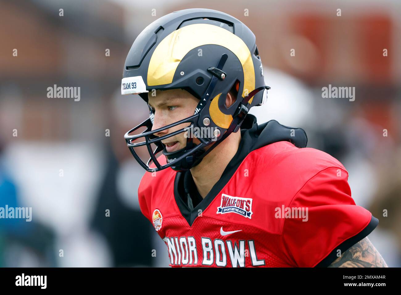 American quarterback Tyson Bagent of Shepherd (7) runs through drills
