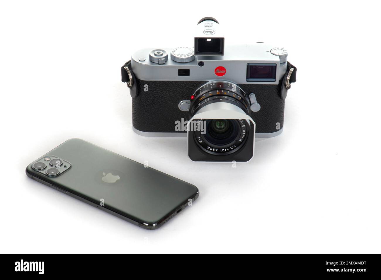 Camera history, current cameras, Leica M11 and Apple iPhone 13 Pro from
