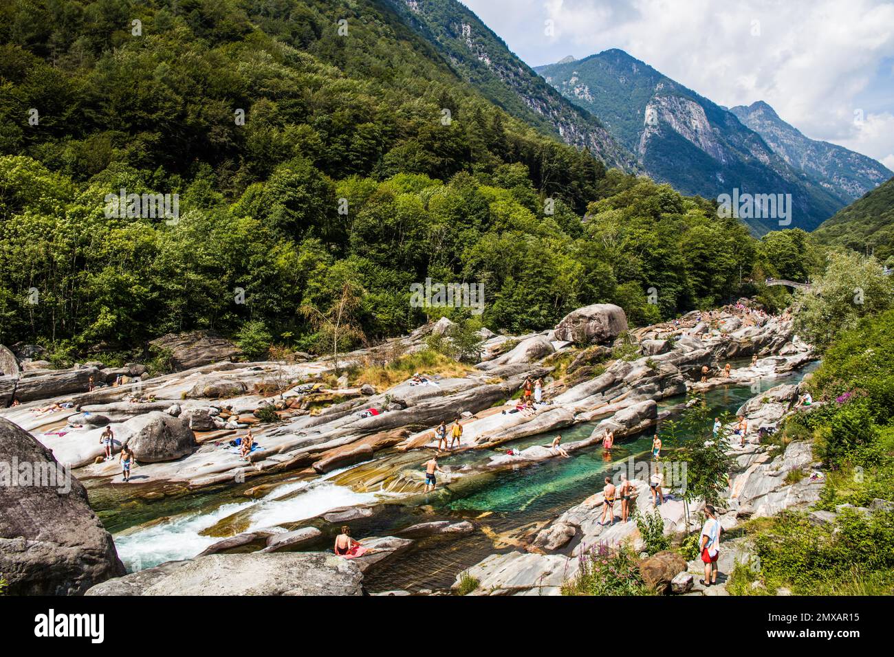 Versasca Bathing in the Verzasca Valley, Ticino, Switzerland, Verzasca Valley ...