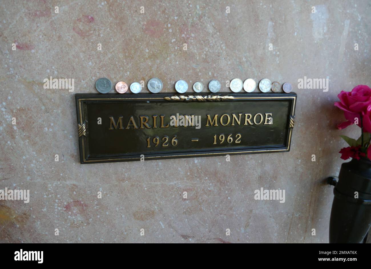 Los Angeles, California, USA 31st January 2023 A general view of atmosphere at Actress Marilyn Monroe's Grave at Pierce Brothers Westwood Village Memorial Park Cemetery on January 31, 2023 in Los Angeles, California, USA. Photo by Barry King/Alamy Stock Photo Stock Photo