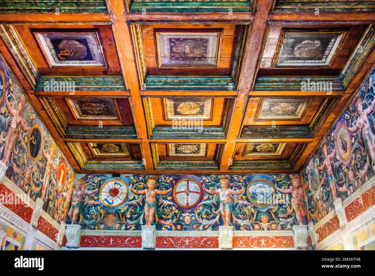 Room of Ovid or the Metamorphoses, Anselmo Guazzi and Agostino da Mozzanica, 1527, Palazzo Te, pleasure palace, Mantua, Lombardy, Italy, Mantua Stock Photo