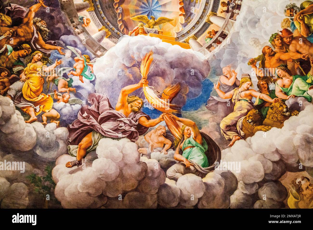 Most famous fresco of Mannerism Giulio Romano's illusion invents a dome and dissolves the