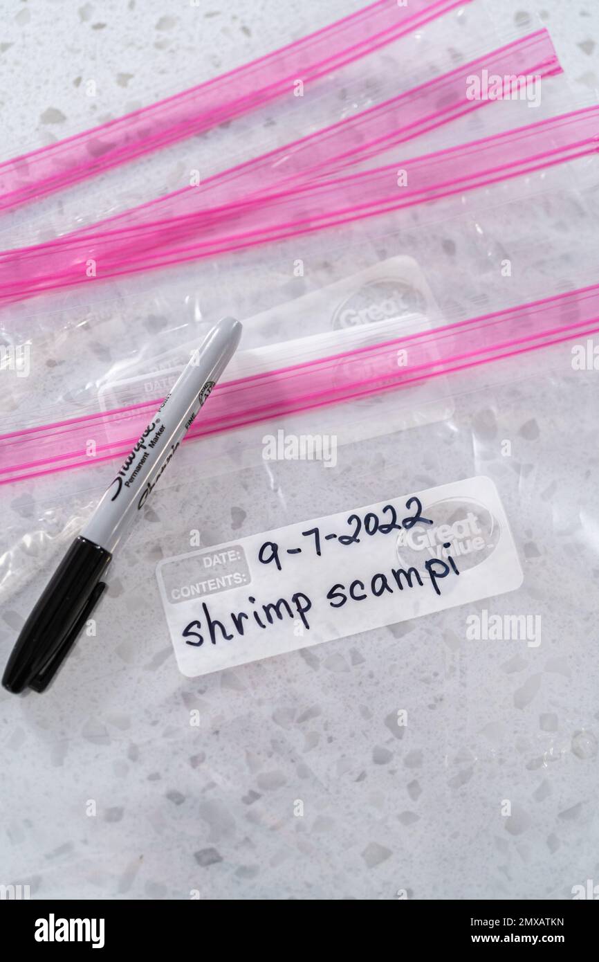 Frozen shrimp scampi meal prep Stock Photo - Alamy