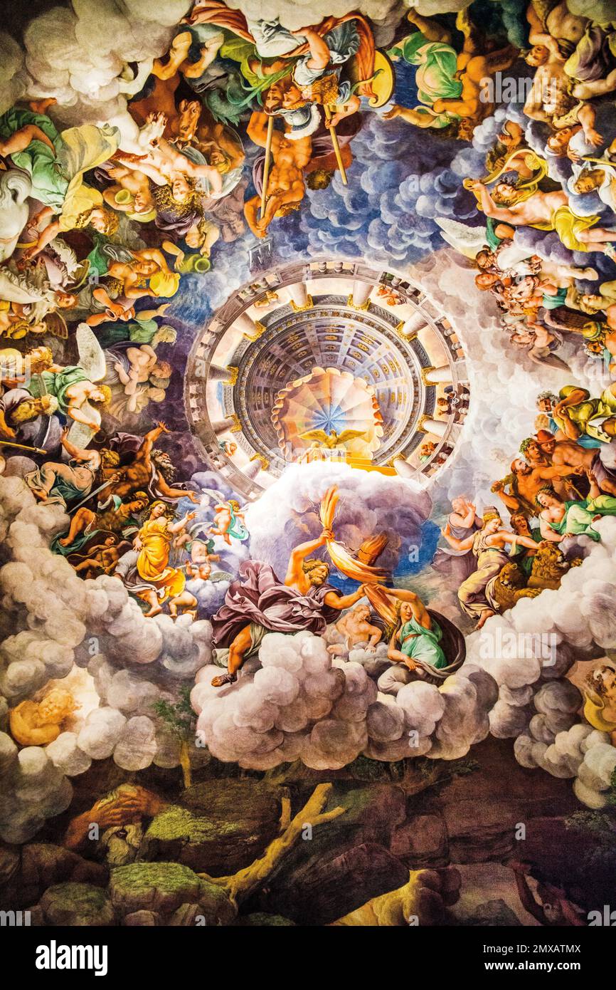 Most famous fresco of Mannerism Giulio Romano's illusion invents a dome and dissolves the