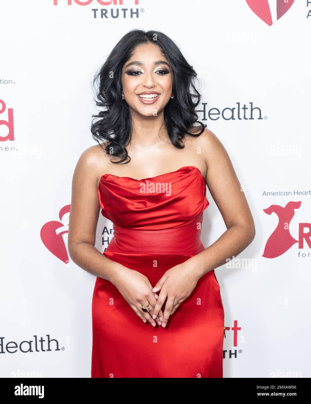 maitreyi ramakrishnan red dress Maitreyi Ramakrishnan, Phoebe Robinson, Kyle Richards & More at the 2023 Red Dress Fashion Show