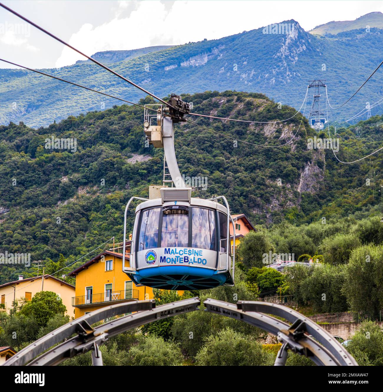 Cable car from Malcesine to Monte Baldo, Lake Garda, Italy, Malcesine, Lake Garda, Italy Stock Photo