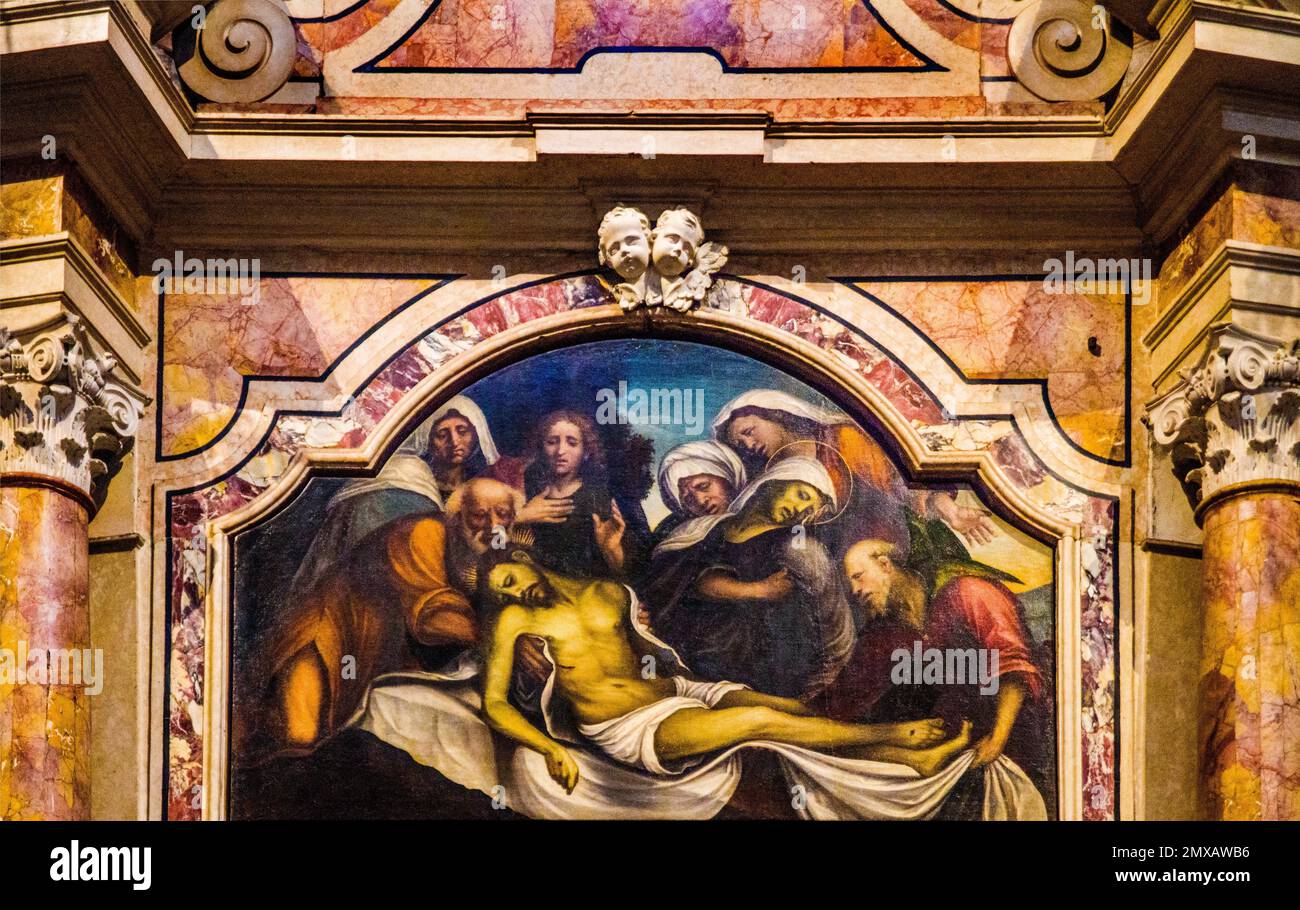 Calcasoli Chapel, dedicated to St. Anthony: frescoes by Giovanni Maria Falconetto, paintings by Giambettini Cignarola (1741), Francesco Morone 16th Stock Photo
