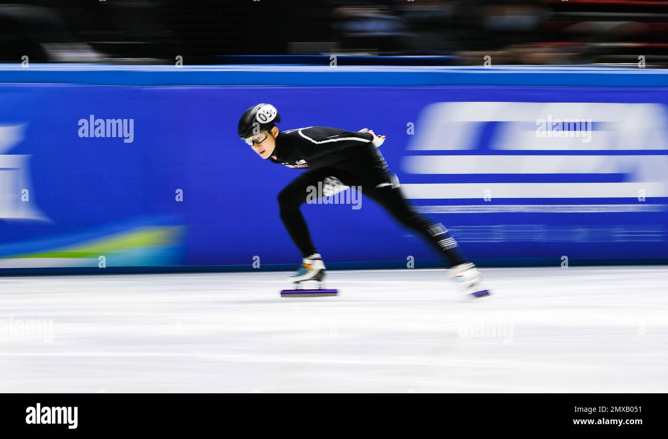 HOHHOT, CHINA - FEBRUARY 4, 2023 - Athletes compete in the men's nine ...