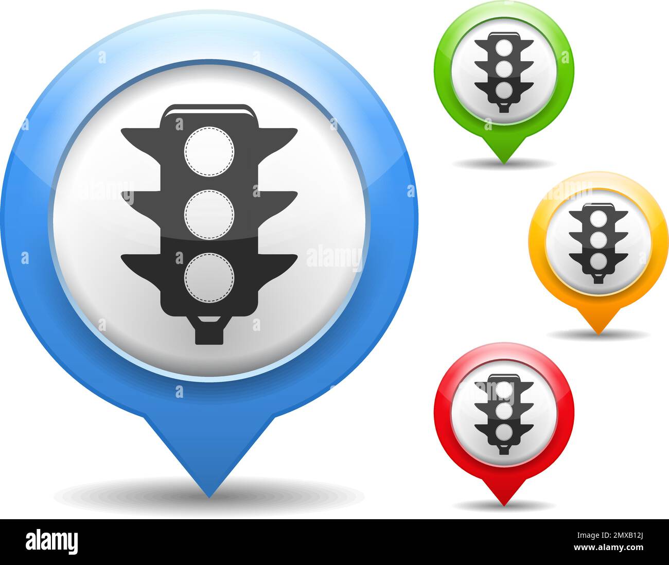 Map marker with icon of a traffic lights, vector eps10 illustration