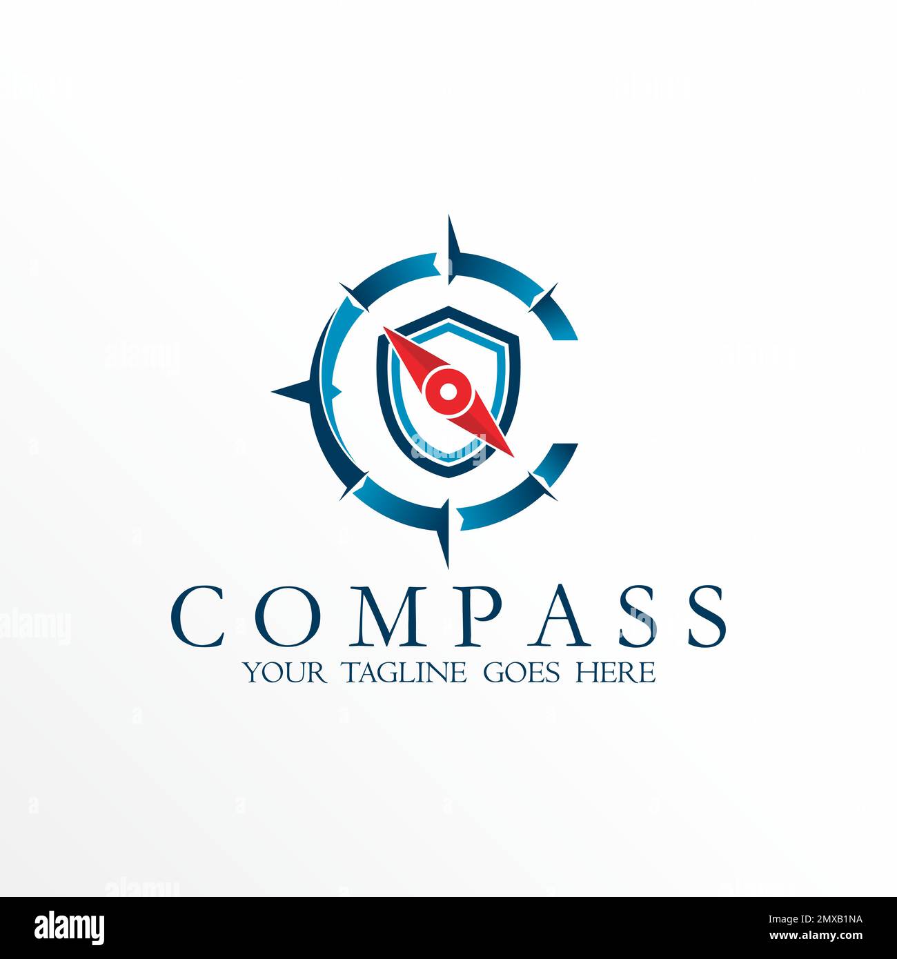 unique Compass with Shield or guard idea icon graphic logo design abstract concept vector stock. Can be used as a symbol related to adventure. Stock Vector
