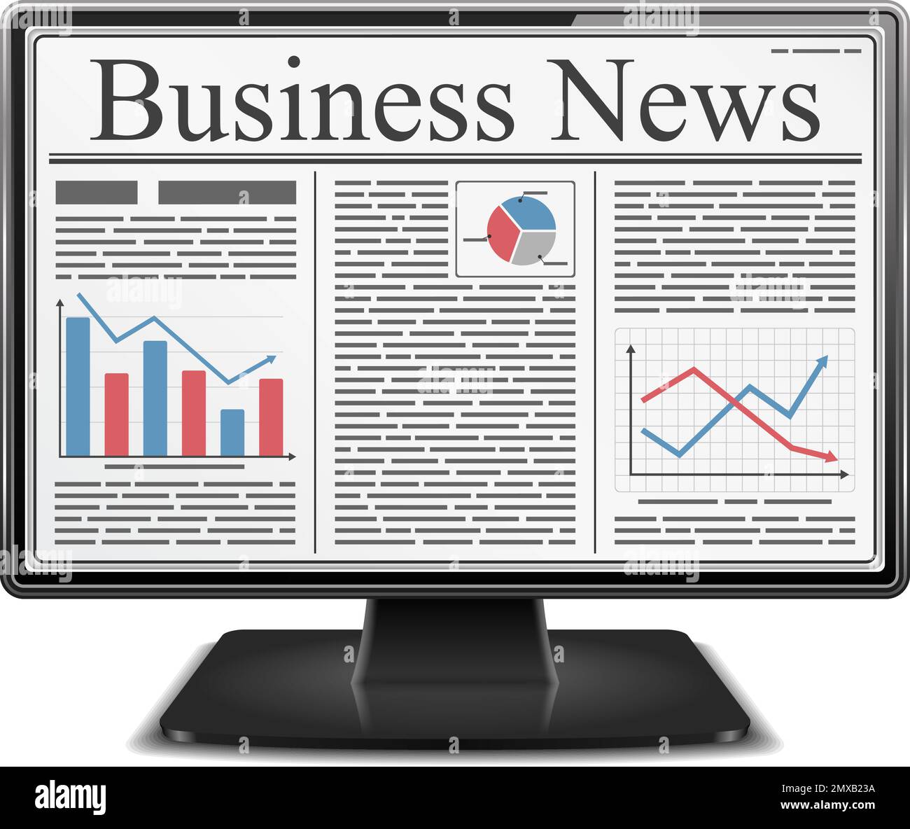 Business news on the screen of computer monitor, vector eps10