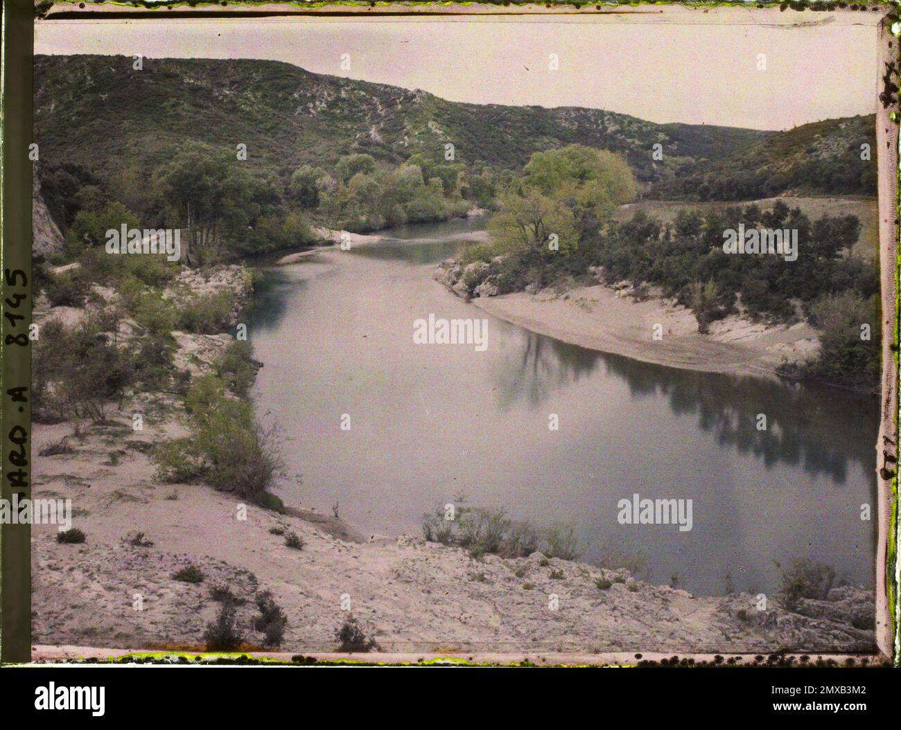Vers-Pont-du-Gard, France La Rivière Le Gardon, view of the bridge ...