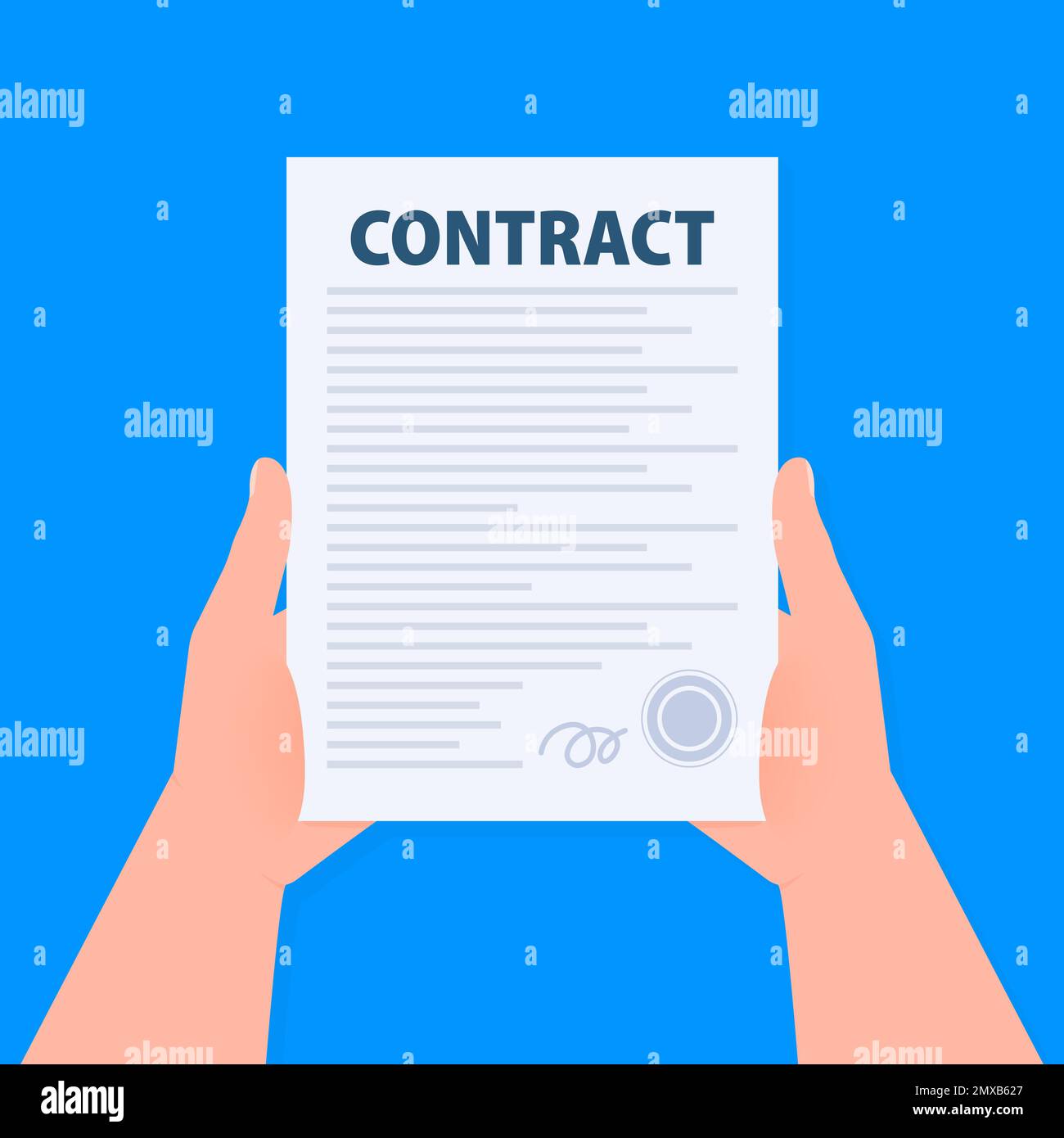 Contract document form. Sign contract. Vector illustration. Stock Vector