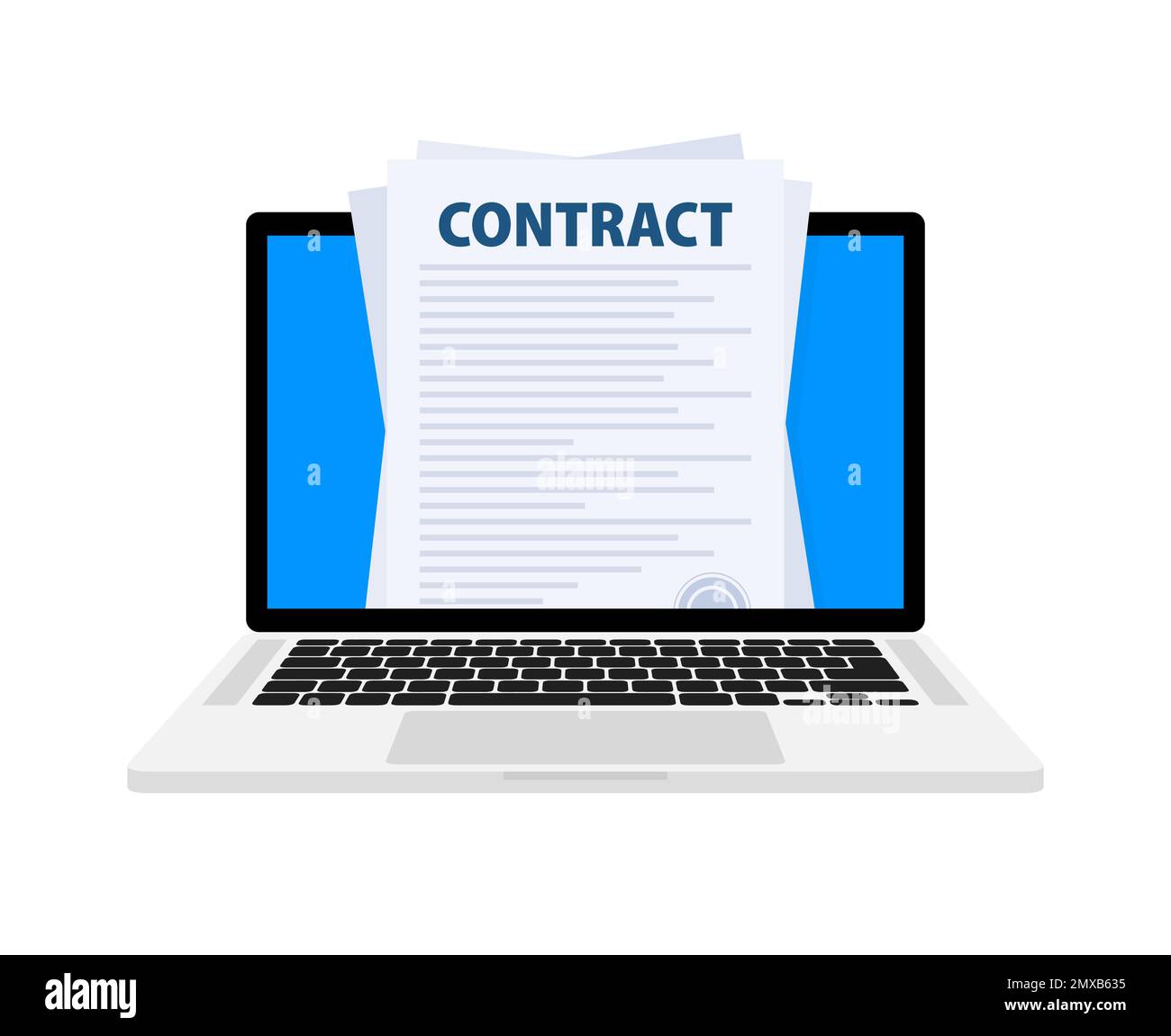 Contract document form. Sign contract. Vector illustration. Stock Vector