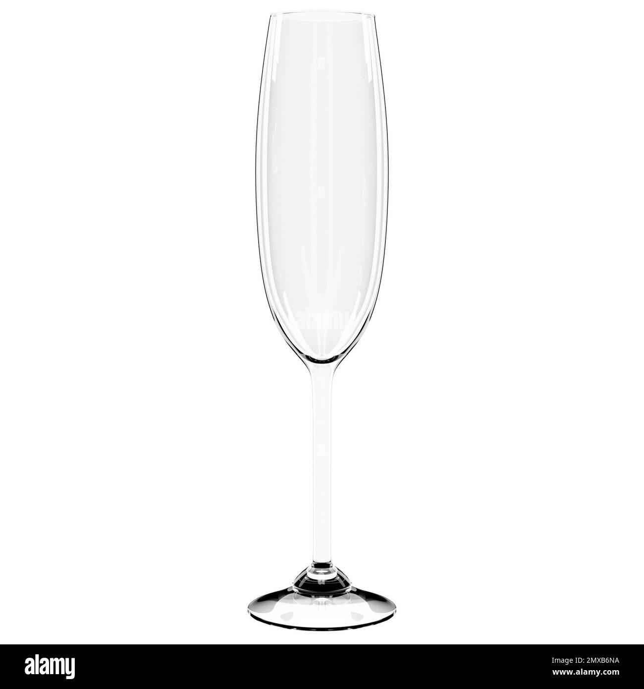 3d illustration of  champagne glass on a  white background. Realistic illustration of a glass for strong alcohol Stock Photo