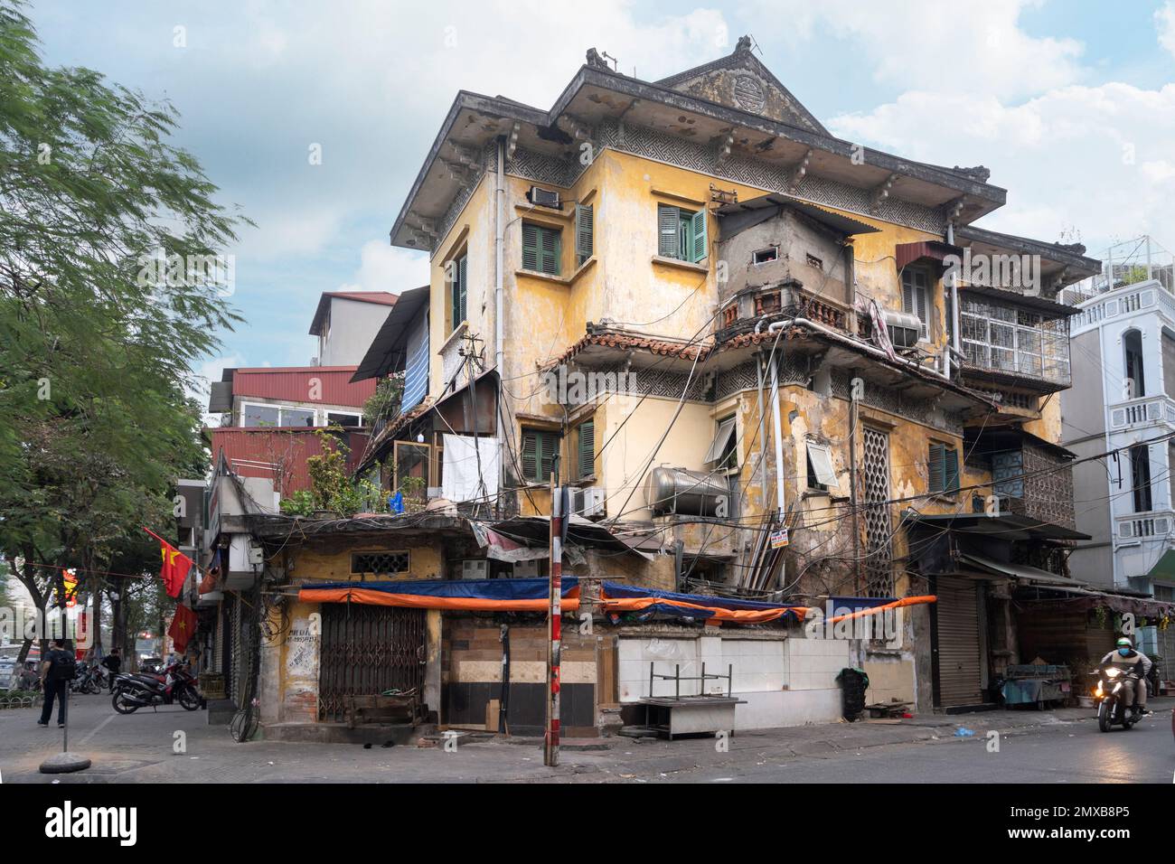 Hanoi, Vietnam, January 2023. view of the characteristic houses in the