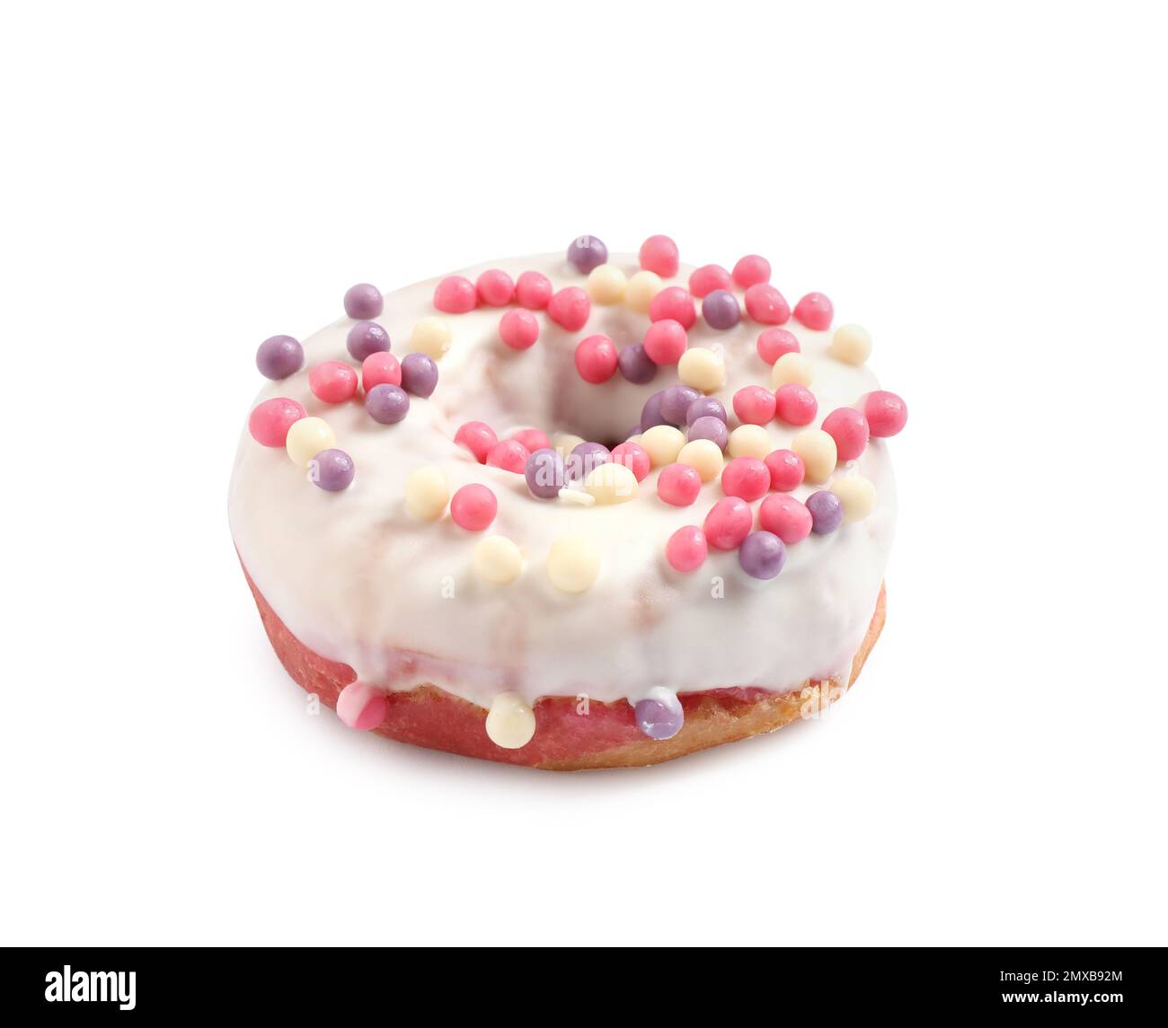 Sweet delicious glazed donut on white background Stock Photo - Alamy