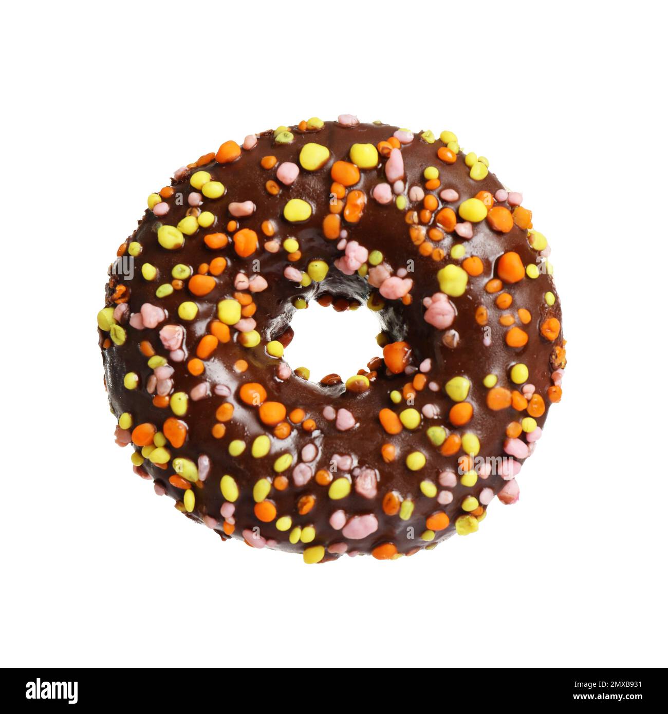 Sweet delicious glazed donut on white background Stock Photo - Alamy
