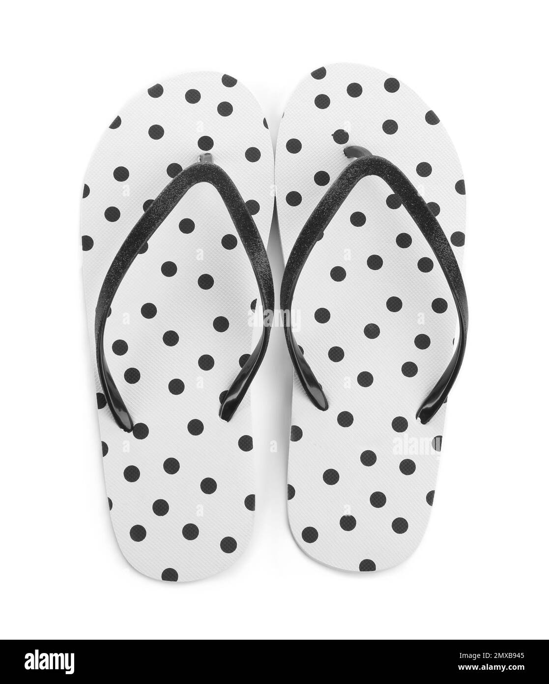 Pair of stylish flip flops isolated on white, top view Stock Photo - Alamy