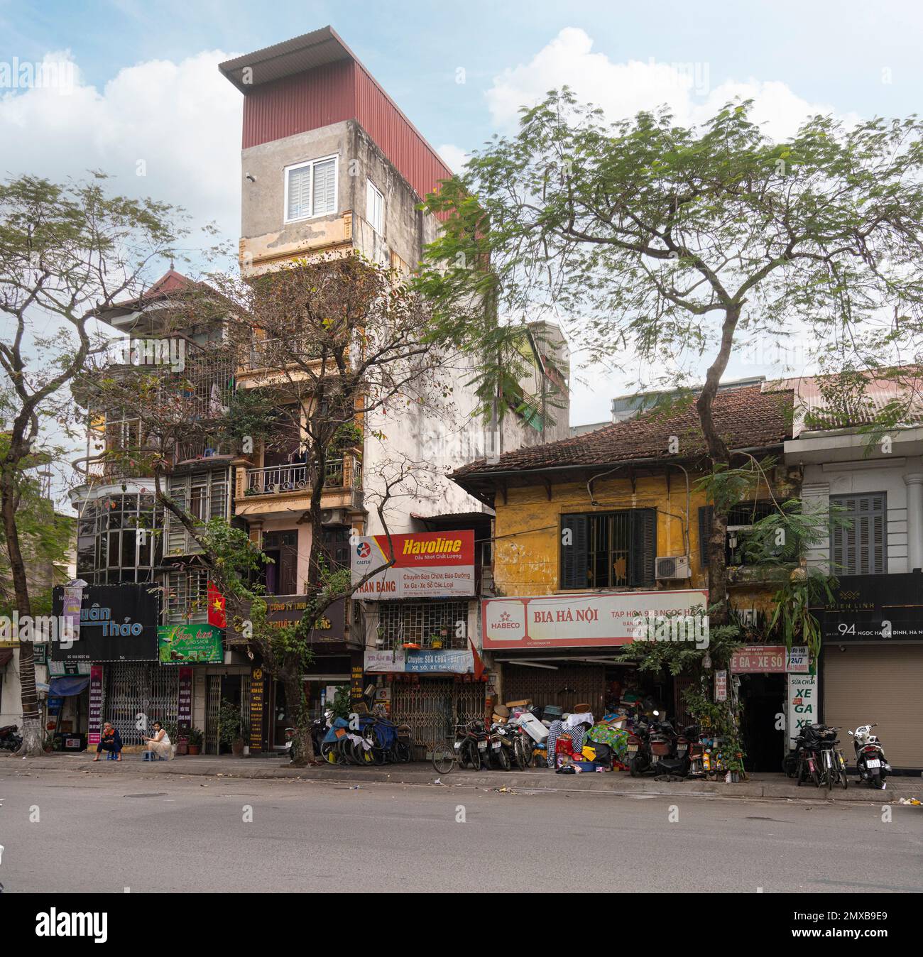 Hanoi, Vietnam, January 2023. view of the characteristic houses in the