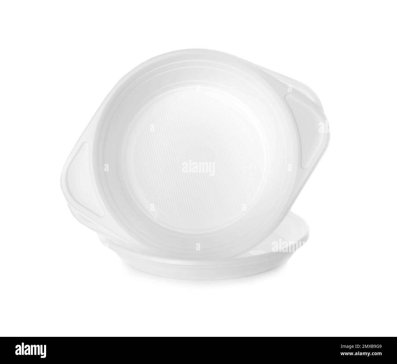 Set of disposable plastic dishware isolated on white Stock Photo Alamy