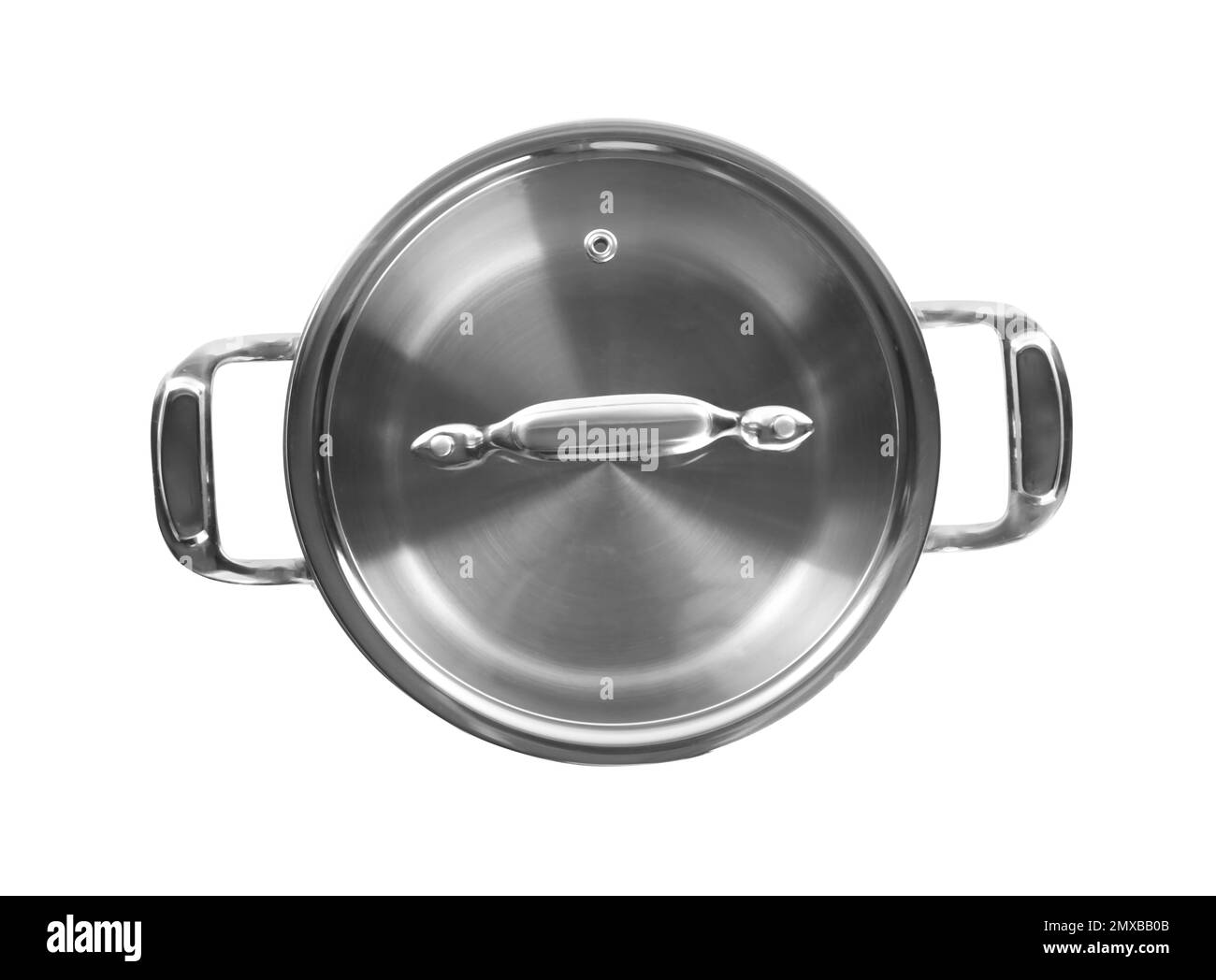 New cooking pot isolated on white, top view. Kitchen utensil Stock ...