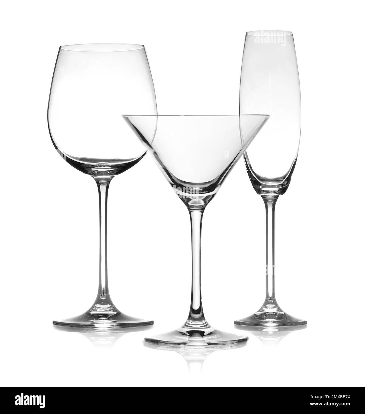 Set of empty glasses on white background Stock Photo Alamy