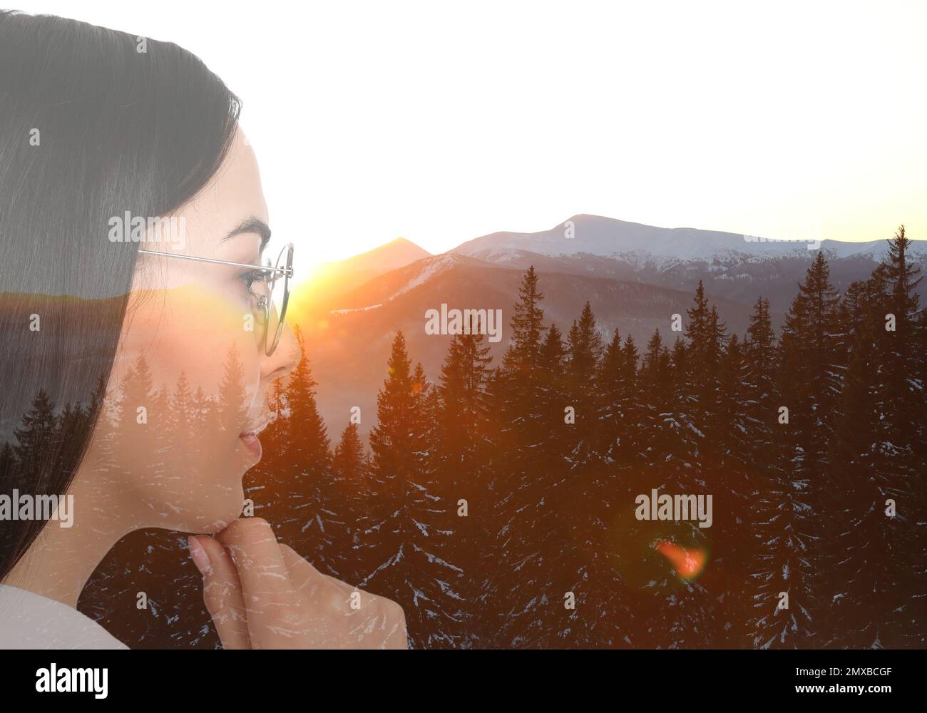 Face tree double exposure hi-res stock photography and images - Alamy