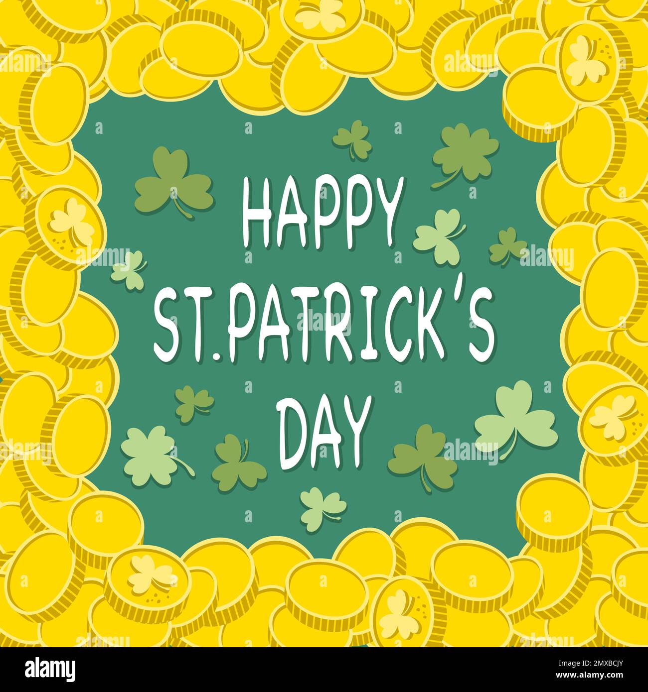 bright banner postcard with coins to st patricks day happy  Stock Vector