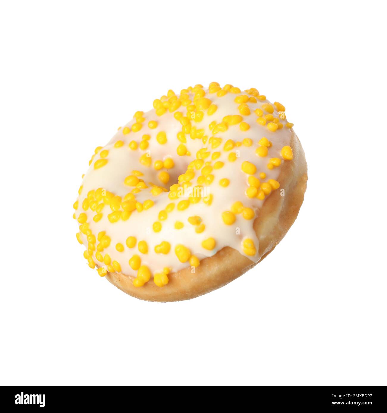 Sweet delicious glazed donut on white background Stock Photo - Alamy
