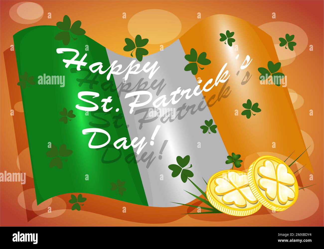 Cute ireland flag for st patricks holiday in illustration Stock Vector