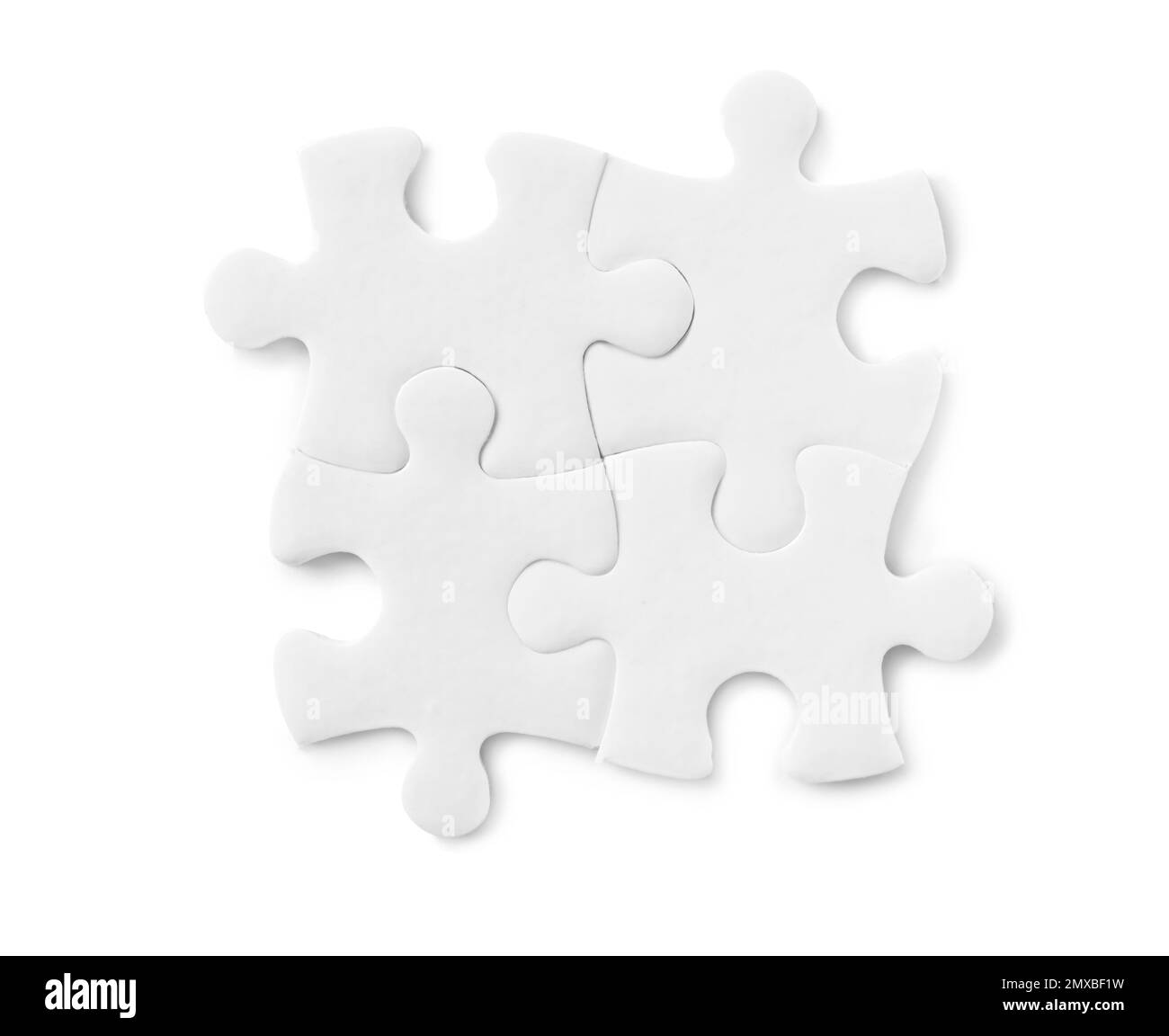 Blank puzzle pieces isolated on white, top view Stock Photo Alamy
