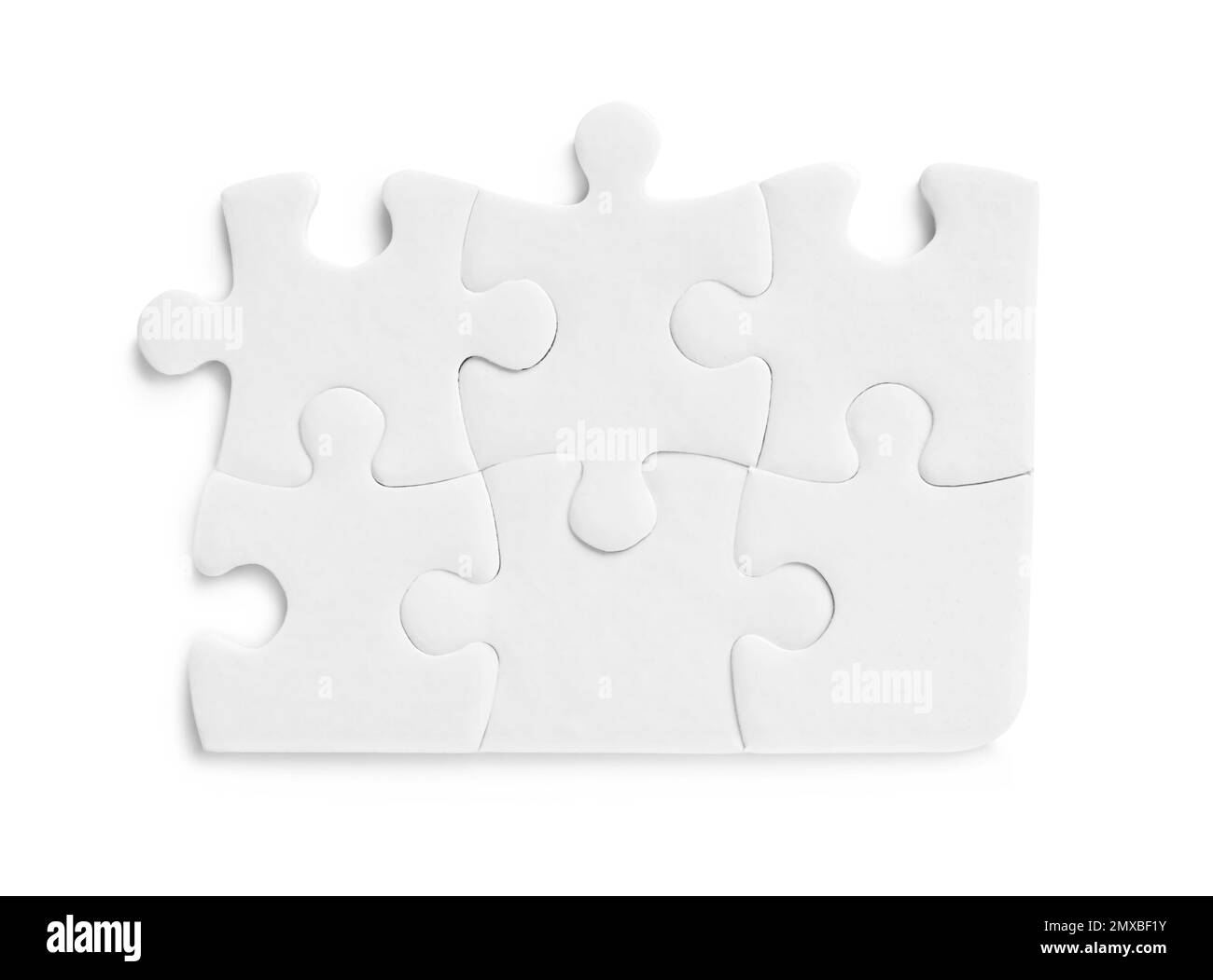 Blank puzzle pieces isolated on white, top view Stock Photo Alamy