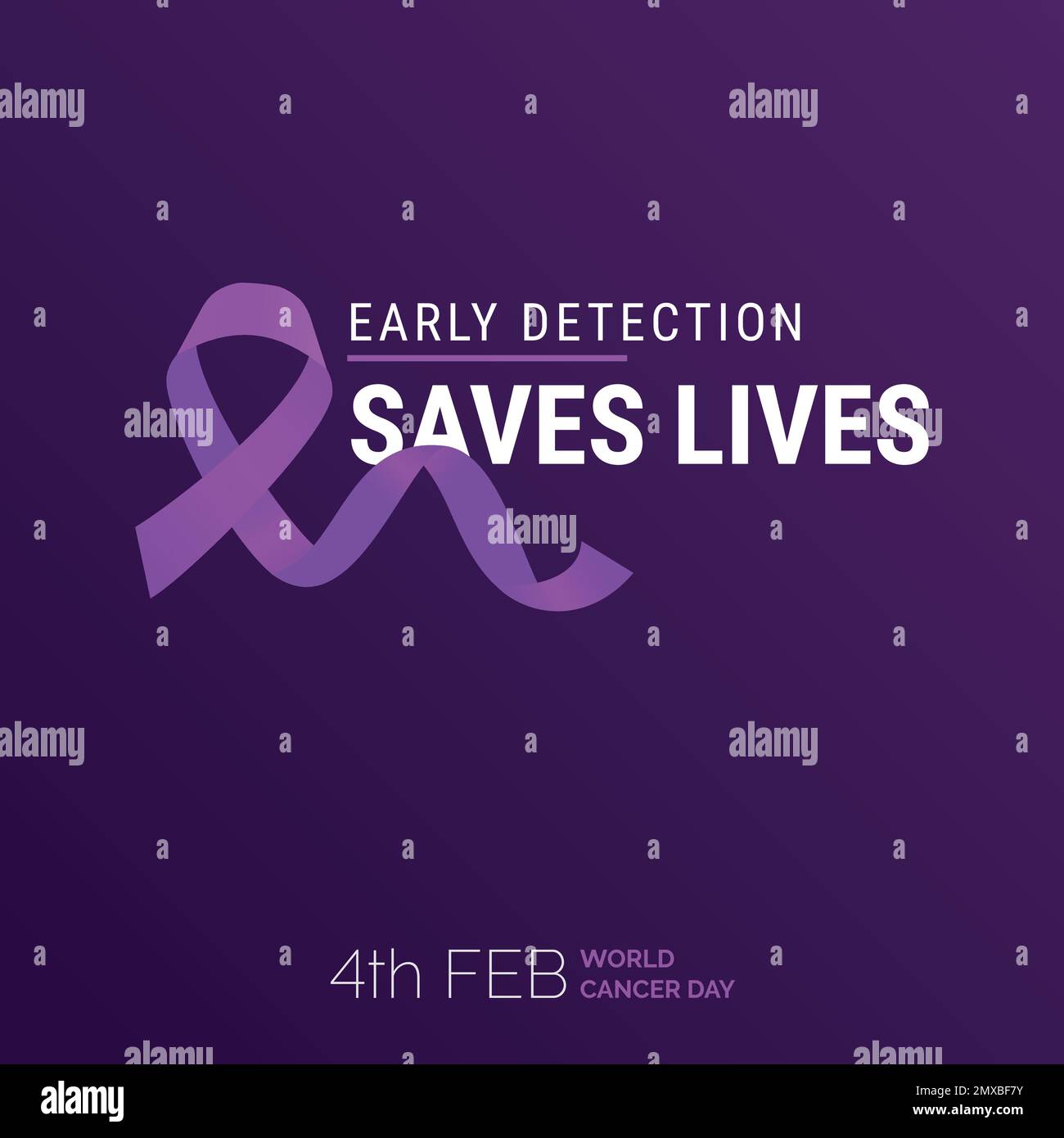 Early Detection Saves Lives Ribbon Typography. 4th Feb World Cancer Day