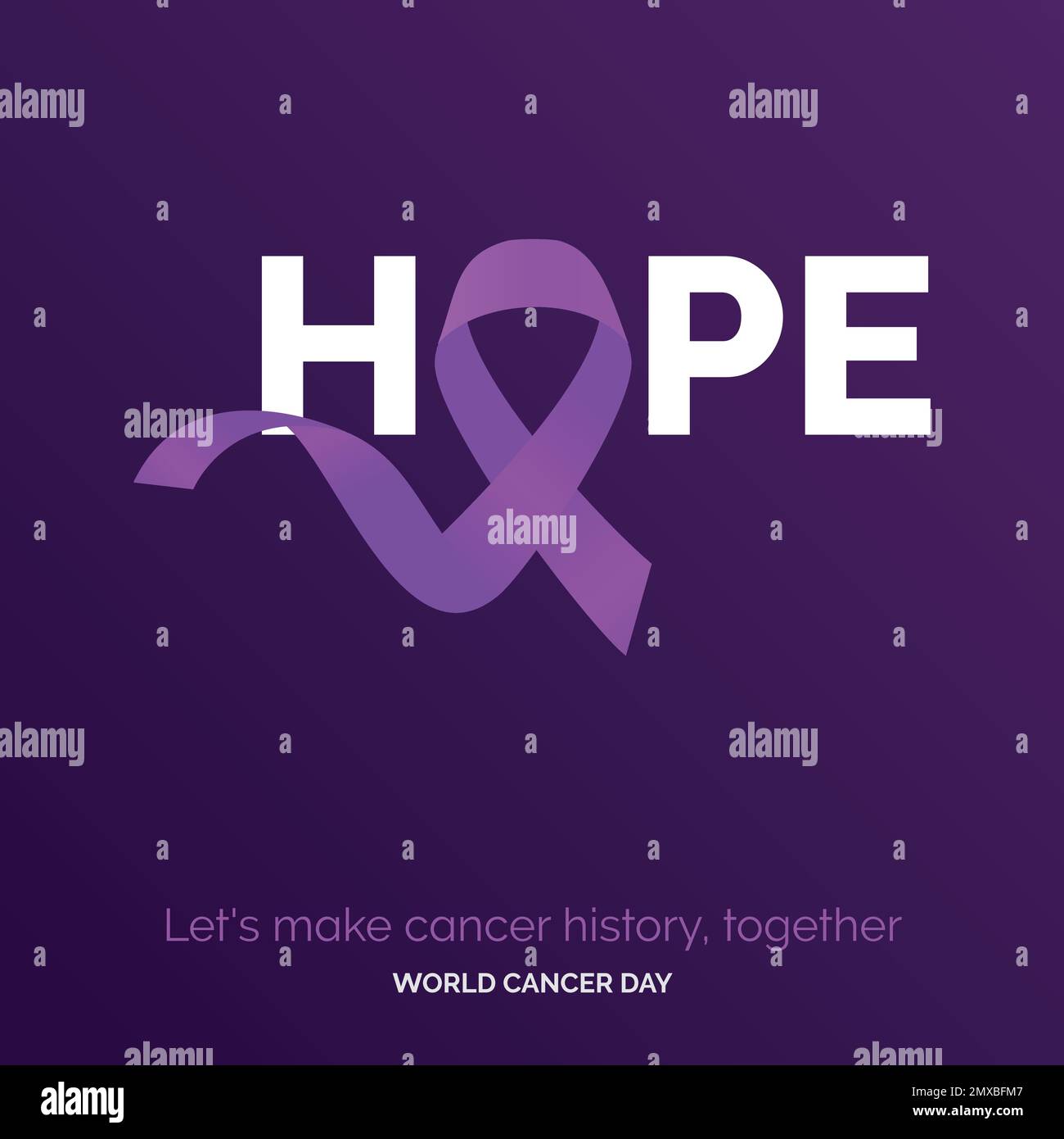 Hope Ribbon Typography. let's make cancer history. together World