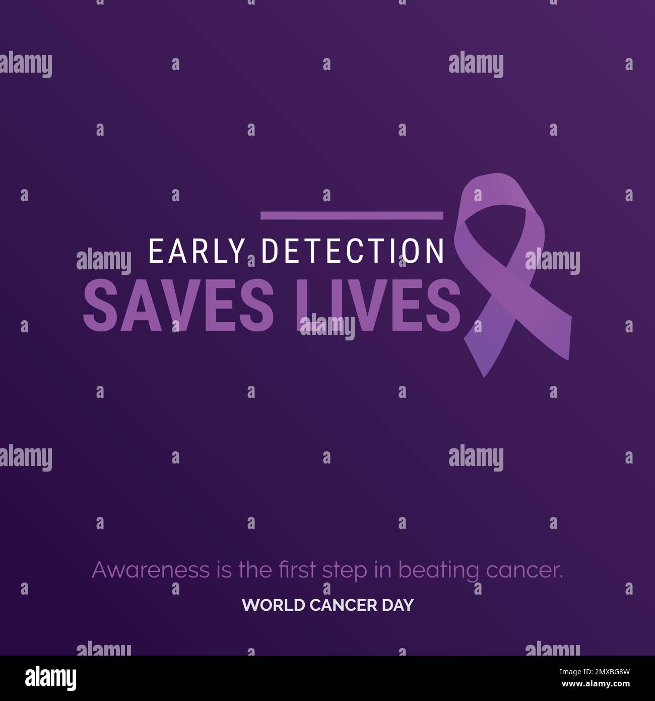 Early Detection Saves Lives Ribbon Typography. Awareness is the first step in beating cancer - World Cancer Day Stock Vector