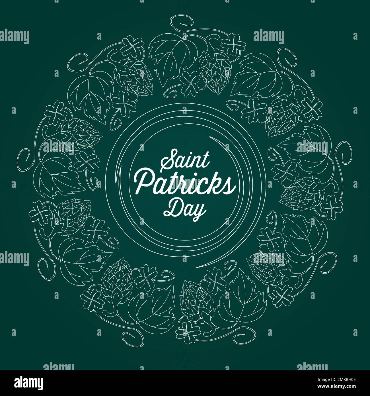 saint patricks day background with abstract elements of hops and shamrocks inflorescence Stock Vector